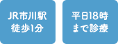 JR市川駅徒歩1分 平日18時まで診療